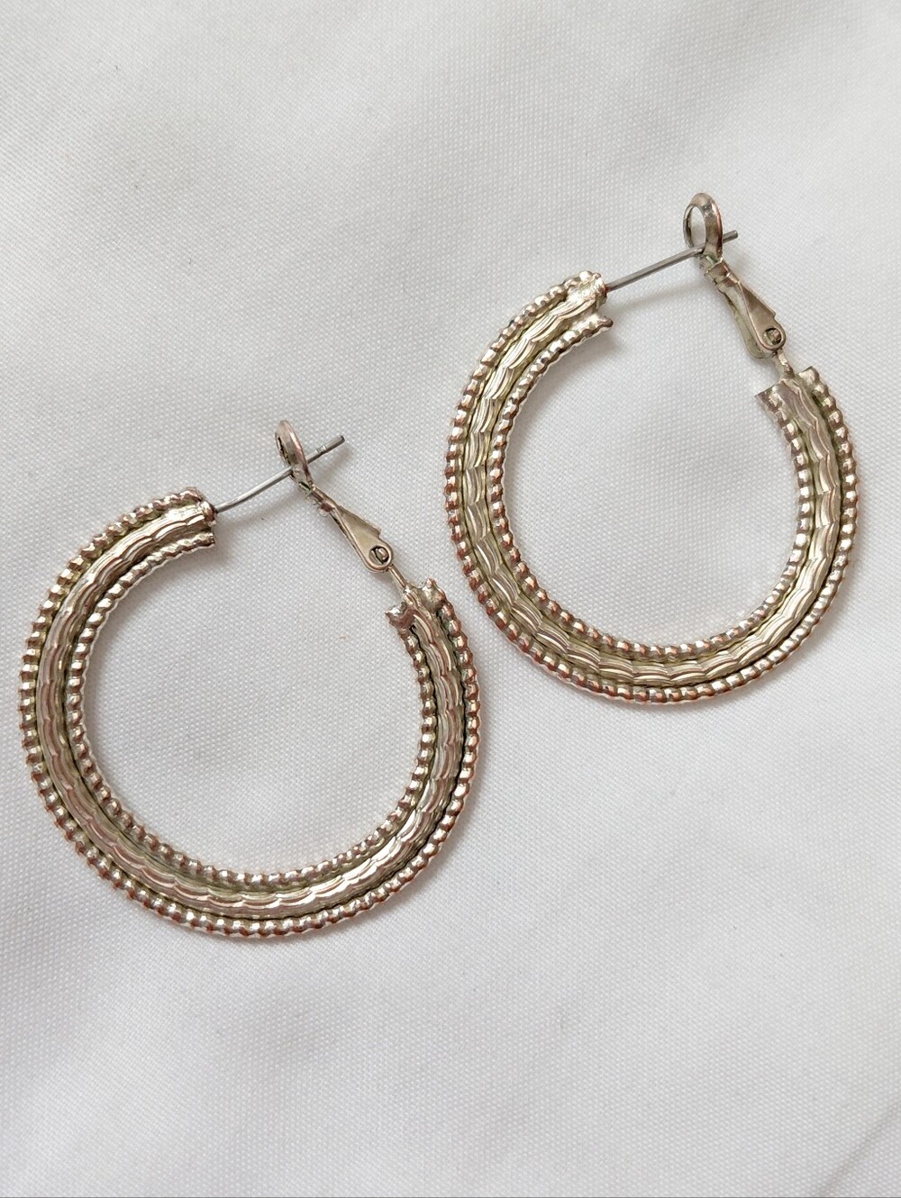 Gold Hoops Textured Earrings